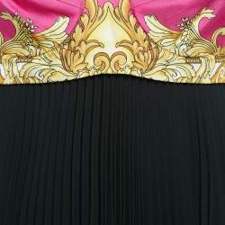 Pre Owned Versace Black Medusa Renaissance Print Silk Lace Top S