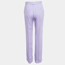Pre Owned Versace Light Purple Crepe Pleated Straight Leg Trousers S 