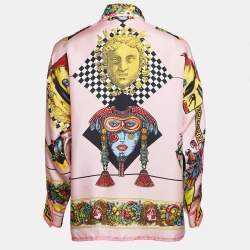 مملوكة مسبقًا Versace Pink Printed Silk Long Sleeve Skirt S