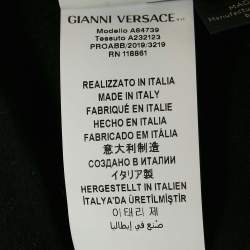 مملوكة مسبقًا Versace Black Logo and Pins Print Jersey Embellished T-Shirt S