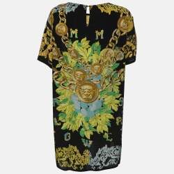 Versace Black/Gold Baroque Chain Printed Top L