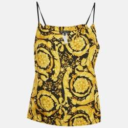 Versace Underwear Yellow Barocco Print Silk Camisole XL