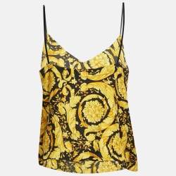 Versace Underwear Yellow Barocco Print Silk Camisole XL