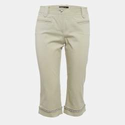 Versace Beige Studded Gabardine Cotton Capri Pants M 