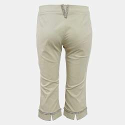 Versace Beige Studded Gabardine Cotton Capri Pants M 