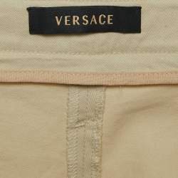 Versace Beige Studded Gabardine Cotton Capri Pants M 