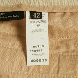 Versace Beige Studded Gabardine Cotton Capri Pants M 