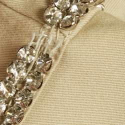 Versace Beige Studded Gabardine Cotton Capri Pants M 