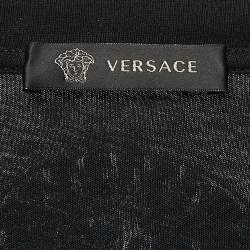 Pre Owned Versace Black Logo Print Cotton T-Shirt M