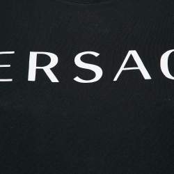Pre Owned Versace Black Logo Print Cotton T-Shirt M