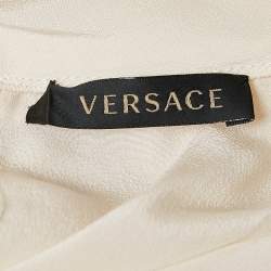Pre Owned Versace Cream Silk Tie-Up Neck Sleeveless Blouse M