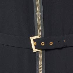 Versace Black Crepe Belted Shirt Dress L