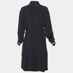 Versace Black Crepe Belted Shirt Dress L