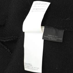 Pre Owned Versace Black Rib Knit and Leather Medusa Jacket XL