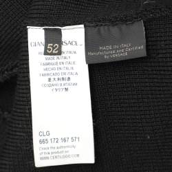 Pre Owned Versace Black Rib Knit and Leather Medusa Jacket XL