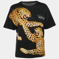 Versace Black Printed Cotton Crew-Neck T-Shirt S