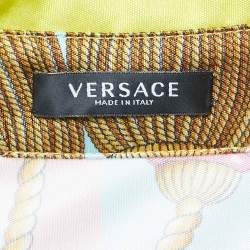 Versace Multicolor Graphic Print Jersey Button Front Top 