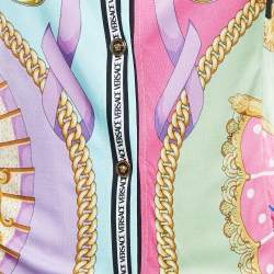 Versace Multicolor Graphic Print Jersey Button Front Top 