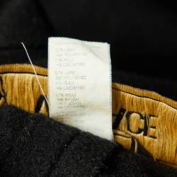Versace Black Wool Leather Strap Detail Flared Coat M