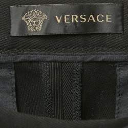 Versace Black Gabardine Belt Detail Trousers M