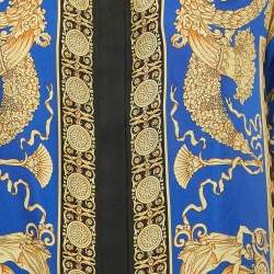 مملوكة مسبقًا Versace Blue/Yellow Barocco Print Silk Shirt Dress XS