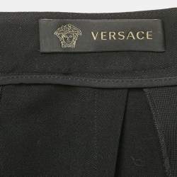 Versace Black Virgin Wool Button Detail Capri Pants S