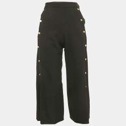 Versace Black Virgin Wool Button Detail Capri Pants S