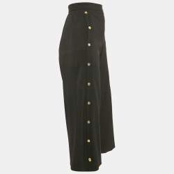 Versace Black Virgin Wool Button Detail Capri Pants S
