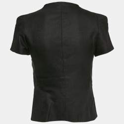 Pre Owned Versace Black Wool Blend Button Front Blouse S