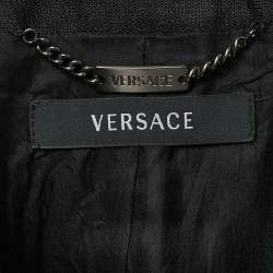 Pre Owned Versace Black Wool Blend Button Front Blouse S