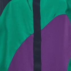 Versace Navy Blue Color Block Silk Asymmetric Shirt L