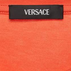 Pre Owned Versace Coral Pink 1978 Re-Edition Cotton Crew Neck T-Shirt S 