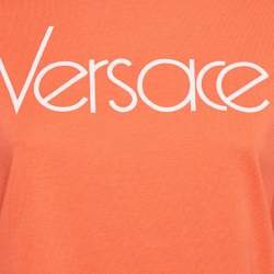 Pre Owned Versace Coral Pink 1978 Re-Edition Cotton Crew Neck T-Shirt S 
