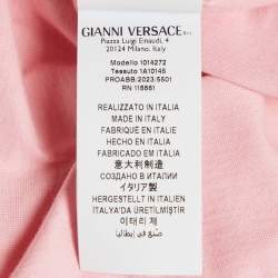 Pre Owned Versace Pink Logo Embossed Cotton Crew Neck T-Shirt M