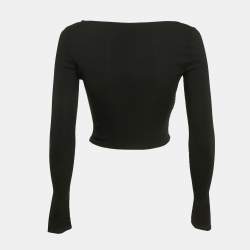Versace Black Jersey Long Sleeve Crop Top S