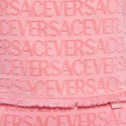 Versace x Dua Lipa Pink Monogram Terry Pin Embellished Skirt and Top Set S