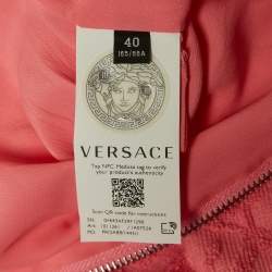 Versace x Dua Lipa Pink Monogram Terry Pin Embellished Skirt and Top Set S