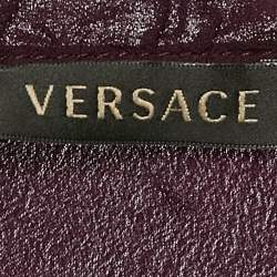 Pre Owned Versace Burgundy Silk Crepe Ruffled Top S
