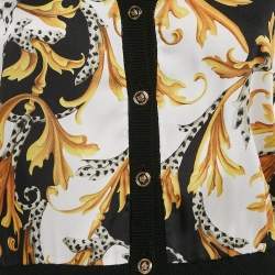 Versace Black/Yellow Barocco Print Crepe and Cotton Cardigan S