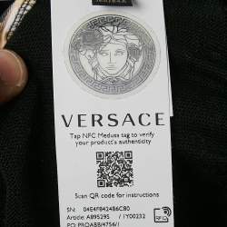 Versace Black/Yellow Barocco Print Crepe and Cotton Cardigan S