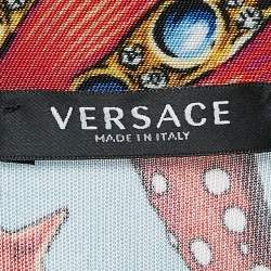 Versace Blue Star Fish Print Jersey Button Front Tresor De La Mer Blouse S