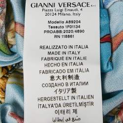 Versace Blue Star Fish Print Jersey Button Front Tresor De La Mer Blouse S