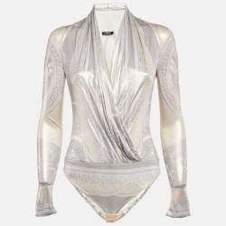 Versace Gold Printed Jersey Bodysuit and Leggings Set XS