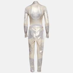 Versace Gold Printed Jersey Bodysuit and Leggings Set XS