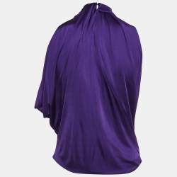 Pre Owned Versace Purple Jersey Cut-Out Sleeveless Top S