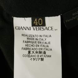 Pre Owned Versace Yellow Printed Silk and Crepe Fit and Flare Dress S