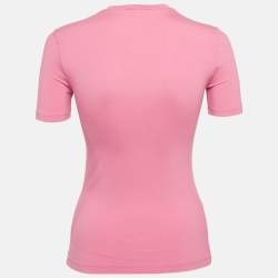 Pre Owned Versace Pink I love Versace Print Jersey T-Shirt XS