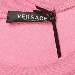Pre Owned Versace Pink I love Versace Print Jersey T-Shirt XS