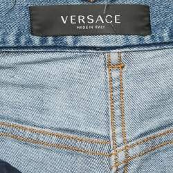 Versace Blue Panelled Denim Skinny Jeans S Waist 26"