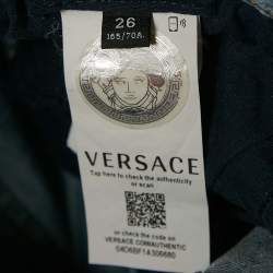 Versace Blue Panelled Denim Skinny Jeans S Waist 26"